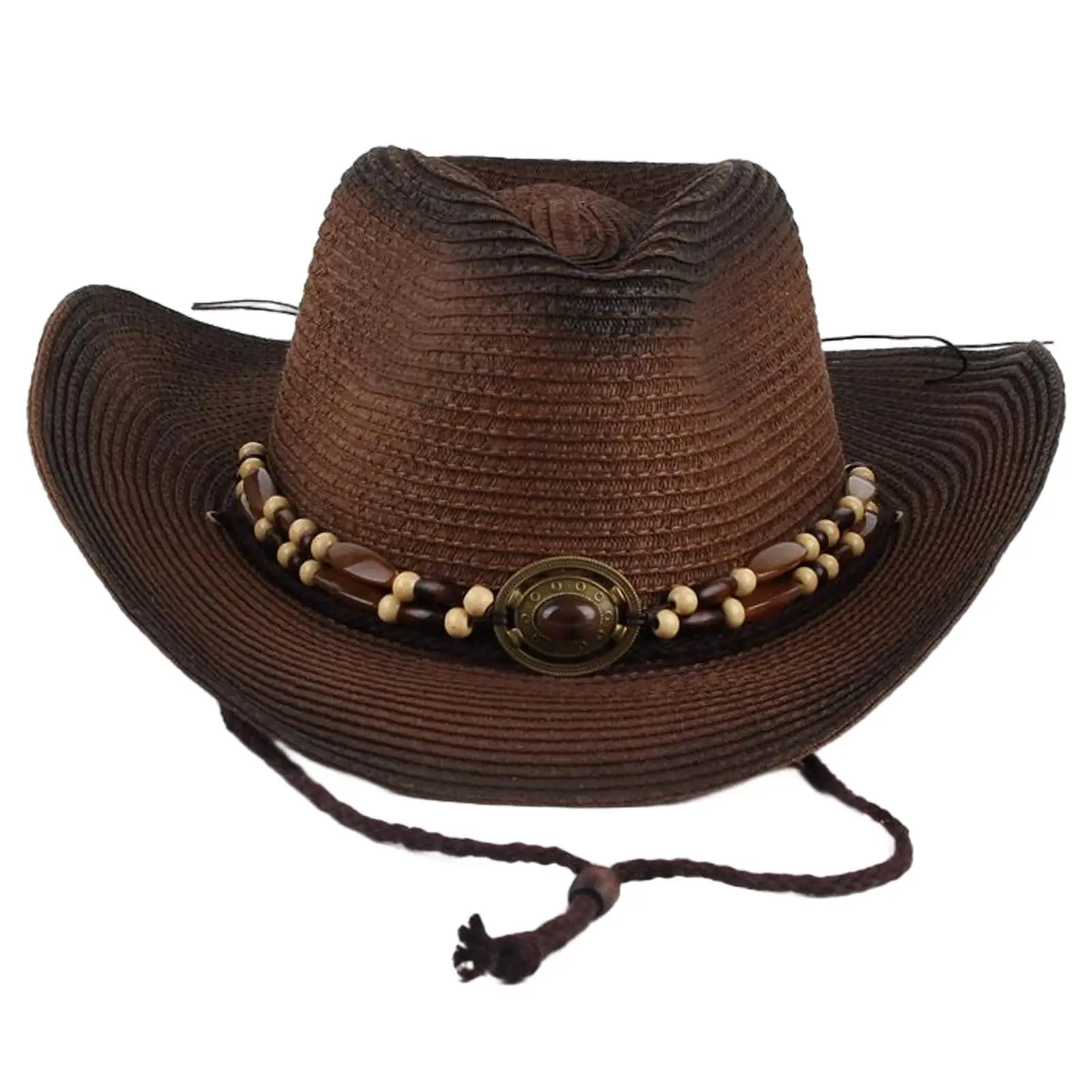 Western Cowboy Hat with Windproof Rope Sunshade Hat Shapeable for Men`s Women`s Summer