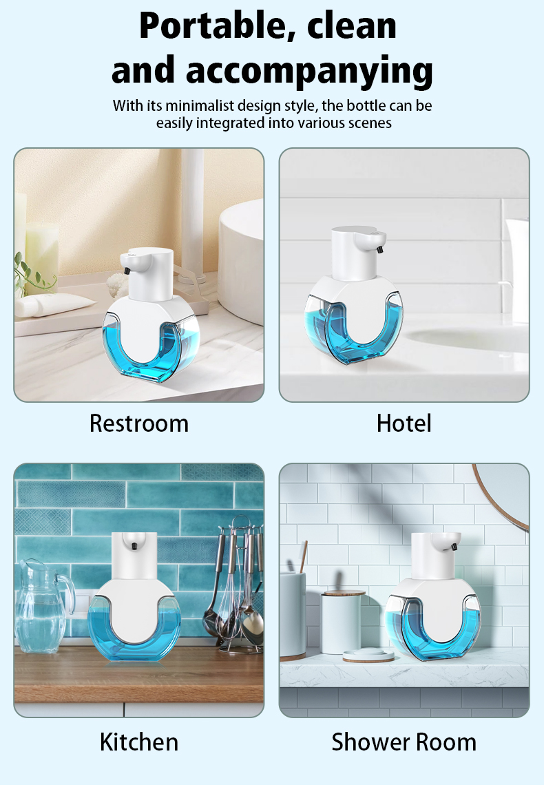 Soap Dispensers Touchless Automatic Foam Bathroom Smart Washing Hand Machine with USB Charging White High Quality ABS Material