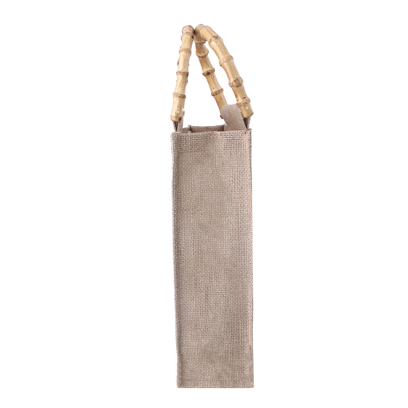 Portátil Burlap Jute Shopping Bag Handbag Bamboo