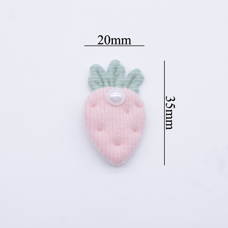 20 Stück kleine Erdbeer-Karotten-gepolsterte Applikationen für DIY-Haarspangen, Zubehör, Dekor-Patches, handgefertigte Kleidung, Hut, Nähzubehör – Detail 3
