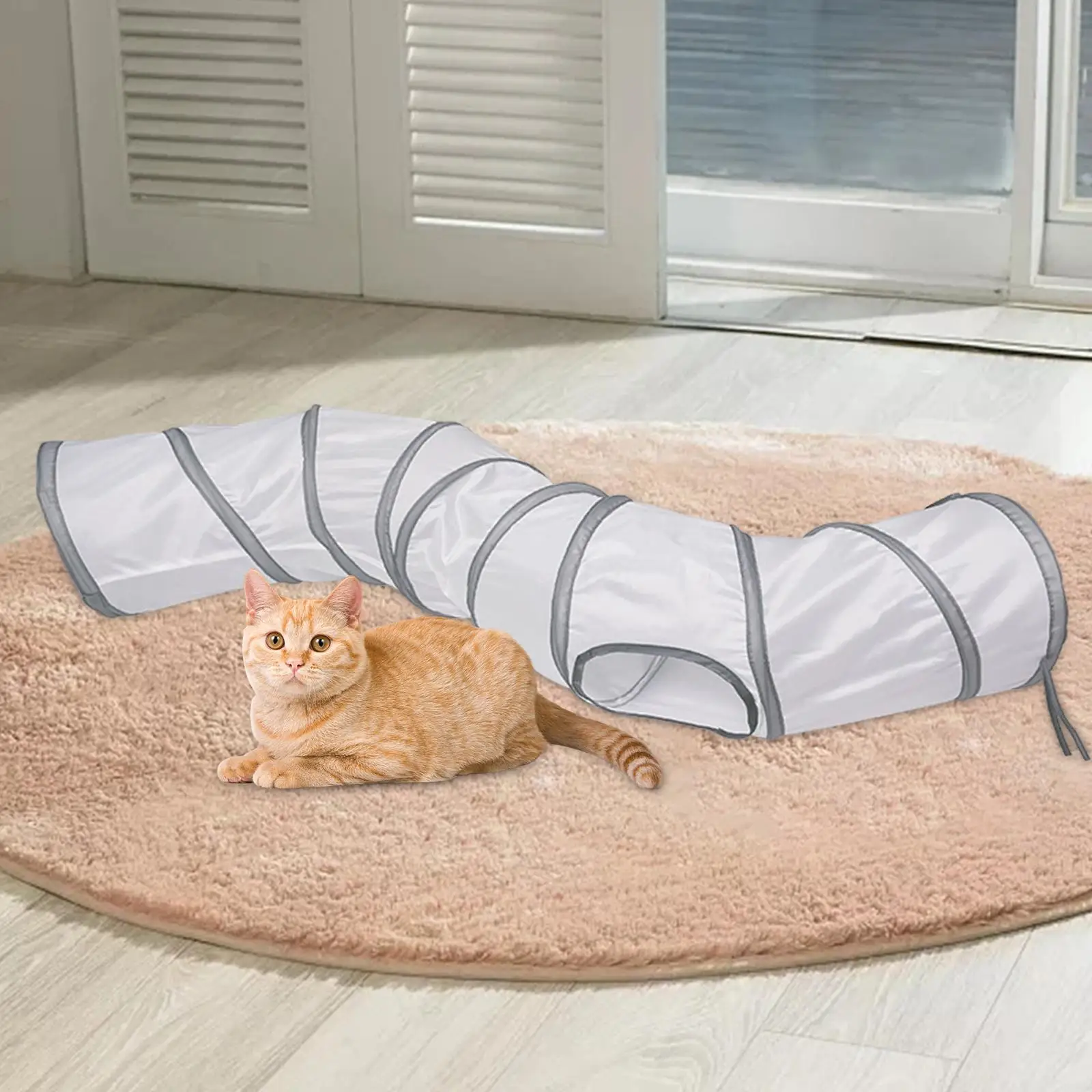 Folded Cat Tunnel Tube House with Hole Indoor Portable Interactive Durable Tent