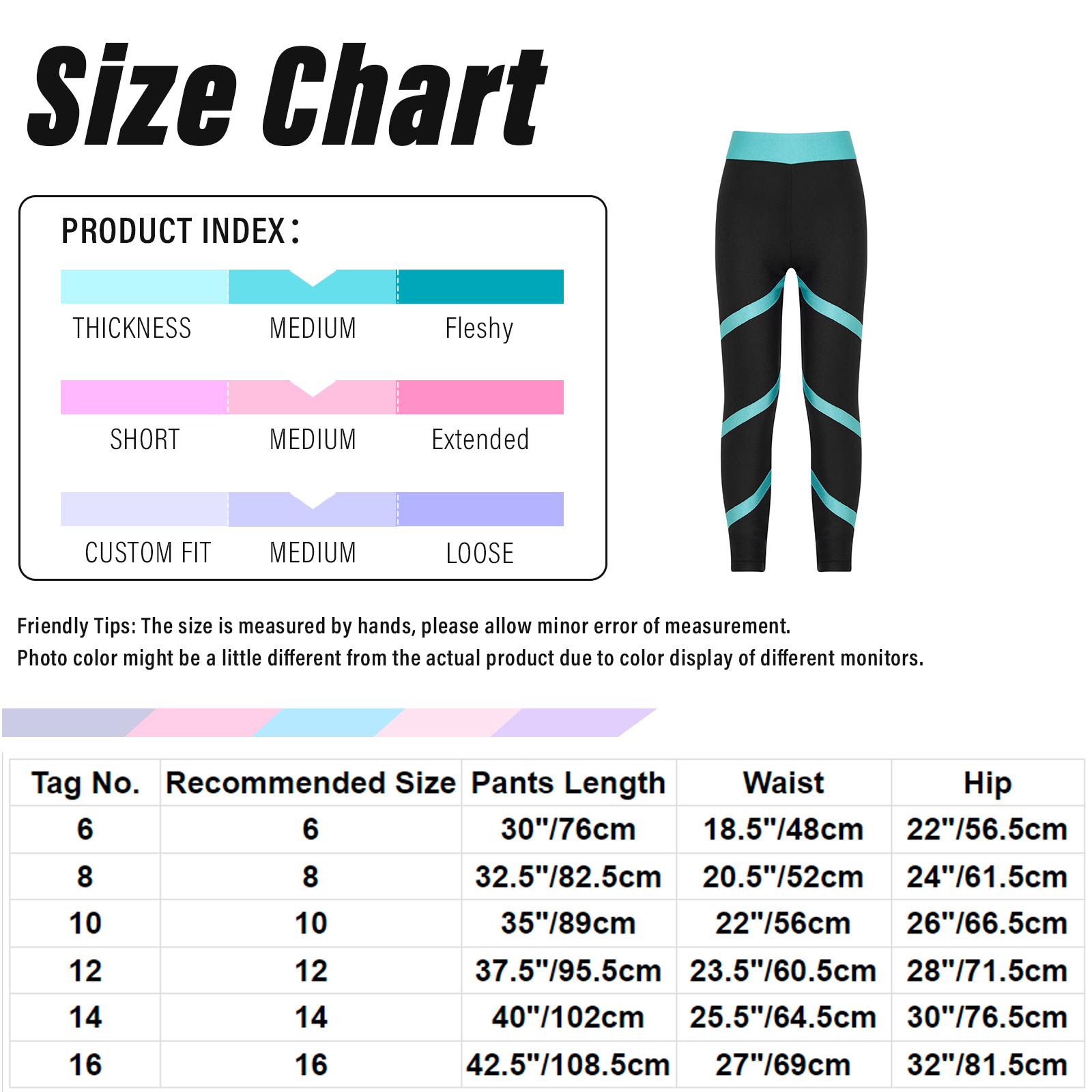 Description Picture 2 of itemChildren's Gymnastics Leggings Girls Skinny Trousers Teens Elastic Waistband Tights for Dancing Running Sport Skating Yoga Pants