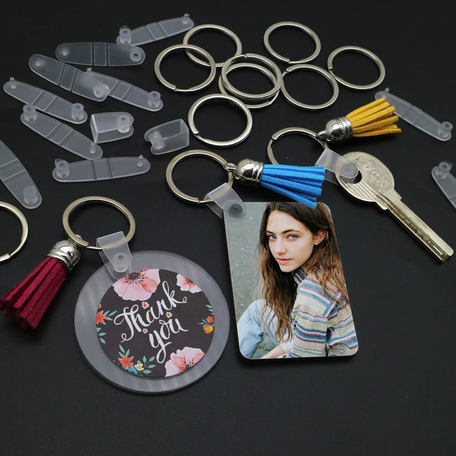 100Pcs/Lot White Plastic Buckle Button Keychain PP Clip Transparent Folding  Ornament Keyring Key Chain DIY Accessories