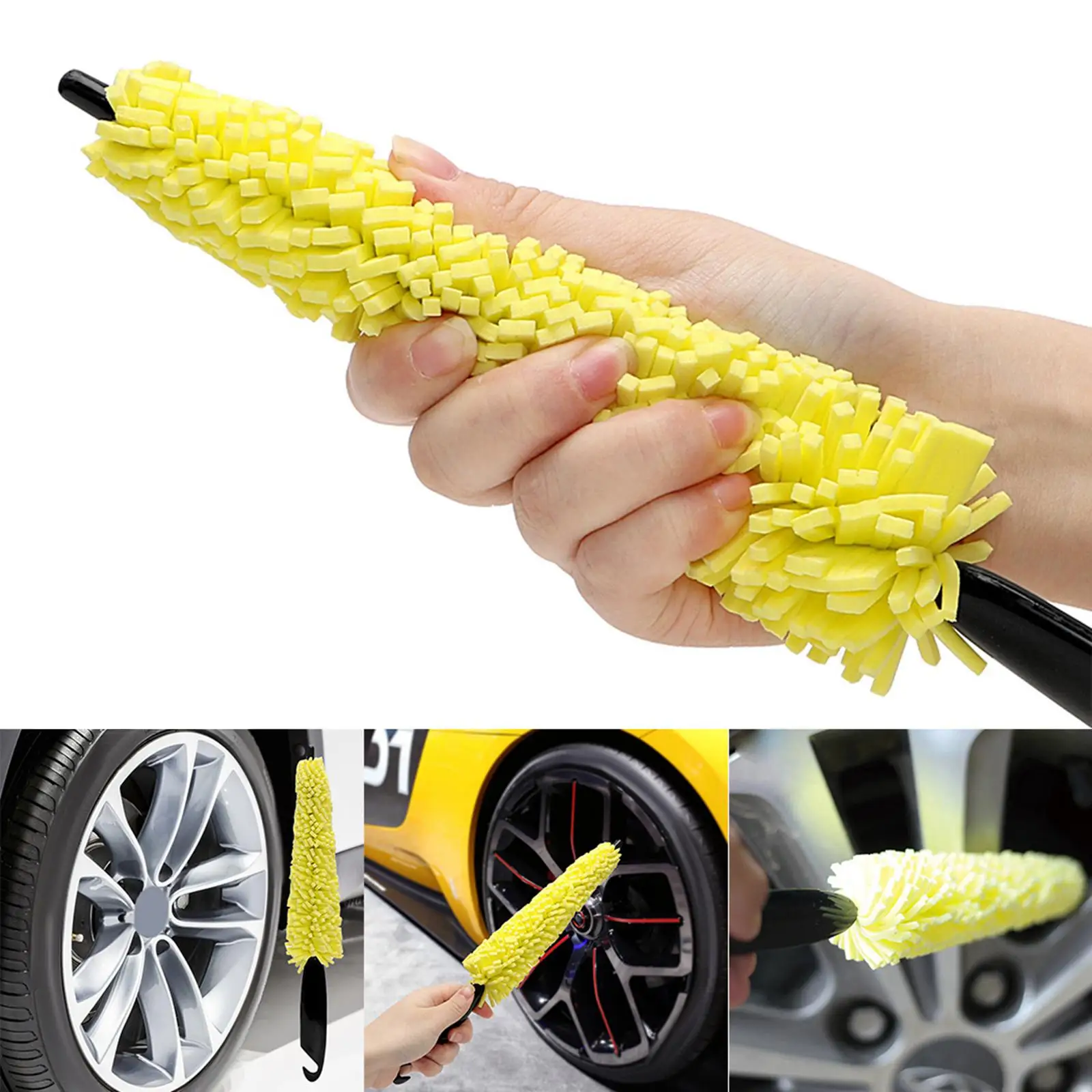 Car Wheel Tire Rim Brush Rim Scrubber Long Handle for Clean Dirty Tire