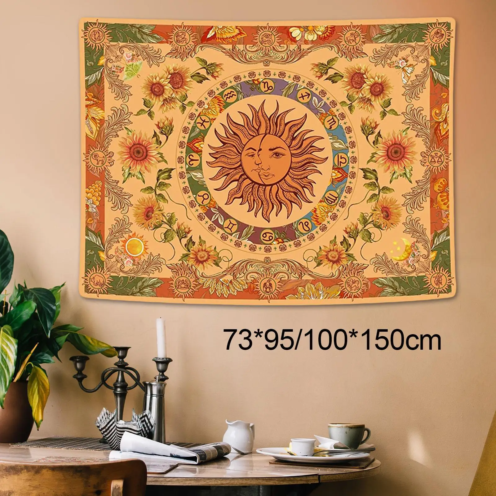 Sun and Moon Tapestry Mystic Handmade Dorm Home Door Wall Hanging Tapestries