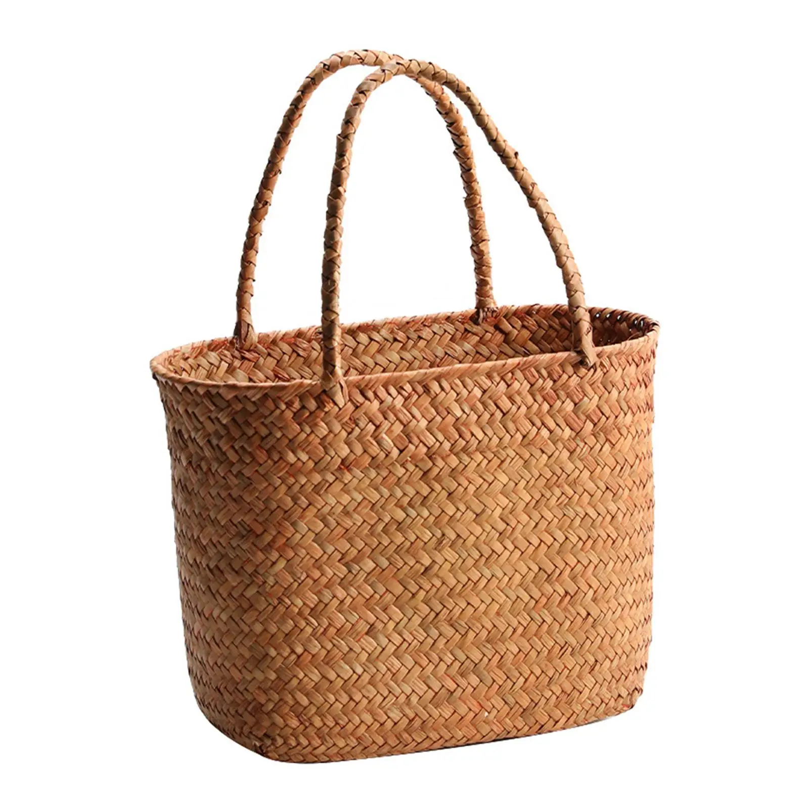Outdoor Picnic Basket Picnic Hamper Woven Grocery Baskets Double Handles Shopping Basket for Hiking Beach Camping Outdoor
