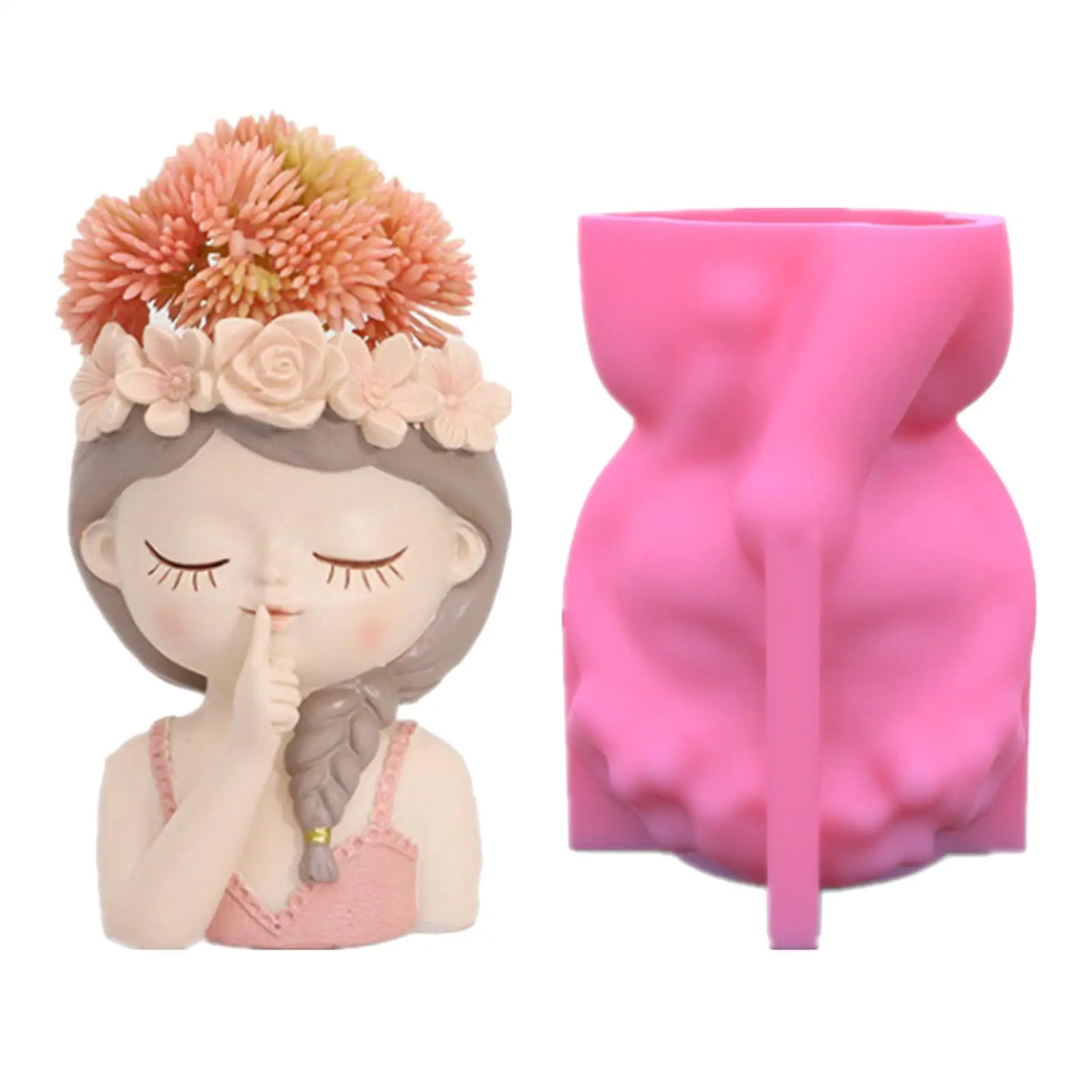 Silicone Mold 3D Girl Flowerpot Gypsum Resin Candle Concrete Crystal Glue Tool DIY Handmade Crafts Ornaments