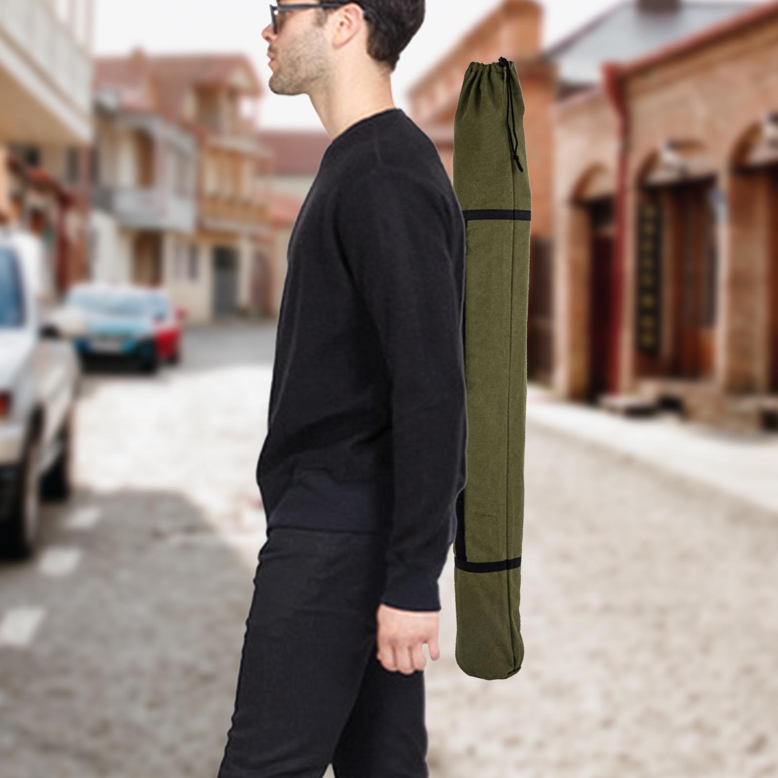 Fishing Pole Bag with Strap Traveling Thickening Case Waterproof Canvas Wear Resistant Drawstring Closure Fishing Tackle Bag