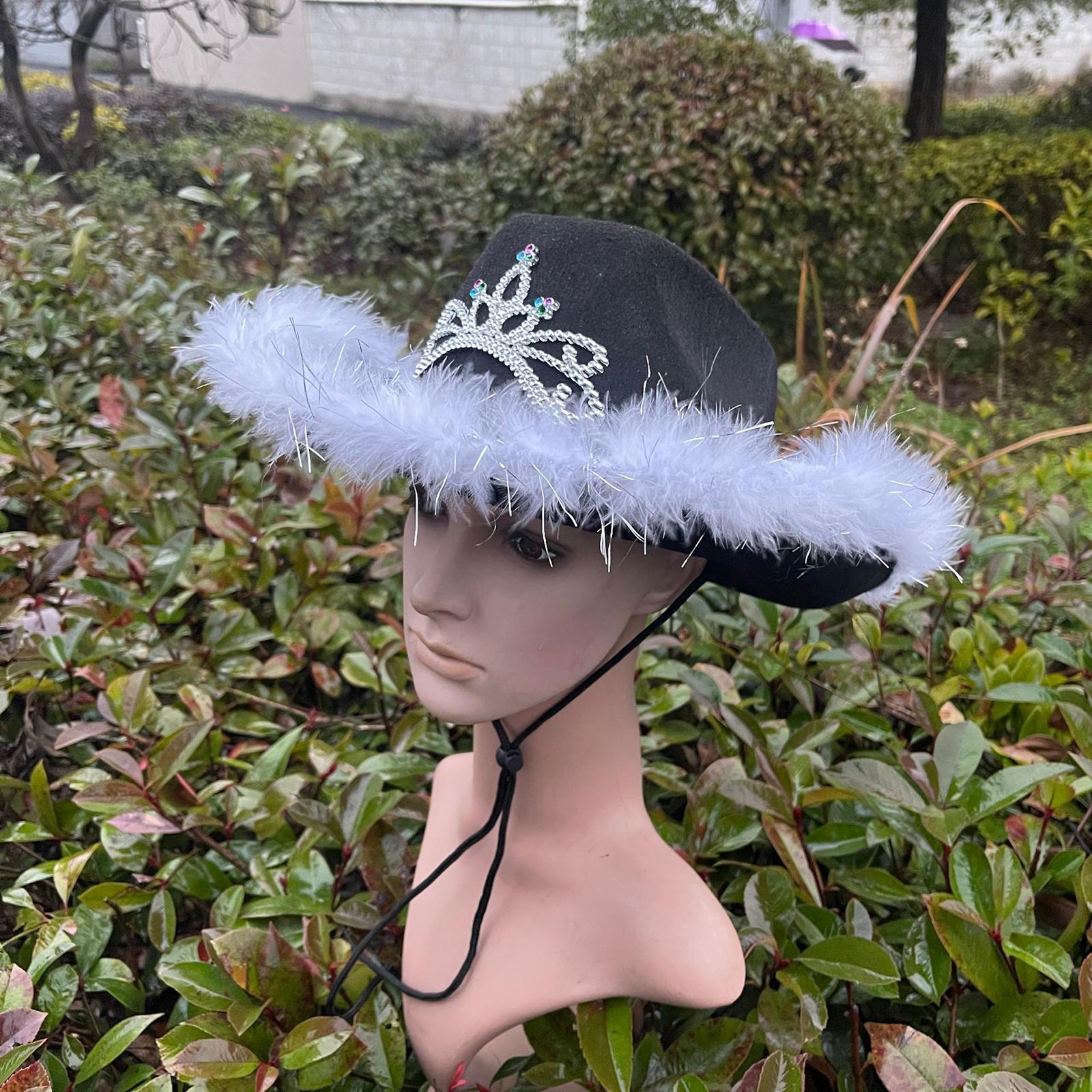 black cowgirl hat with tiara