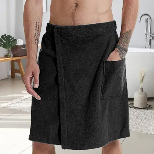 Comprar Toalla de baño para hombre, toalla envolvente de baño absorbente de  secado rápido con hebilla segura y bolsillo para gimnasio, Spa, Sauna y  ducha