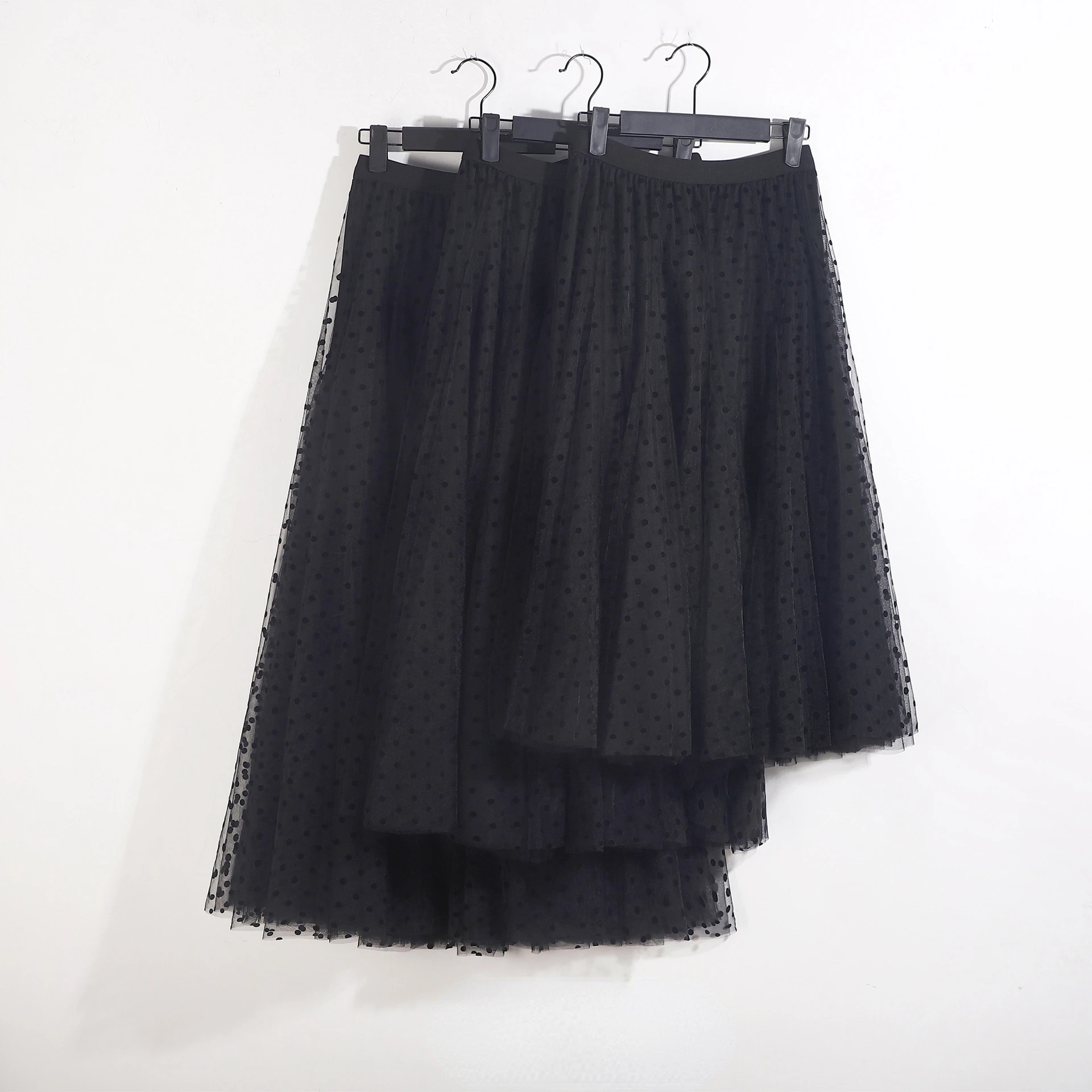 Spring Autumn 72/82/92cm Polka Dot Tulle Skirts Women 2022 New Casual Elastic High Waist A-line Skirt Female Party Beach Skirt jean skirt