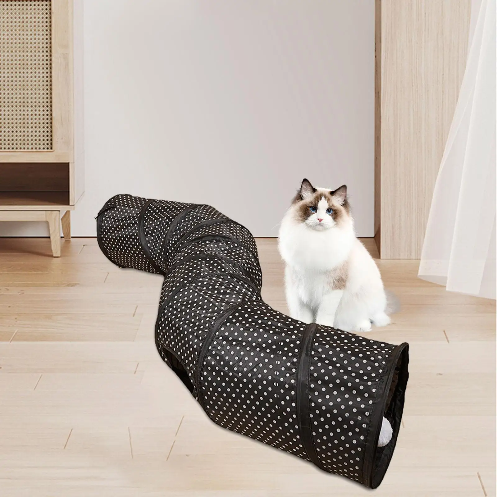 Cat Tunnel Lightweight Kitty Training Interactive Folding Folded Cat Tunnel for Kitten Rabbit Indoor Cats Hamster Outdoor