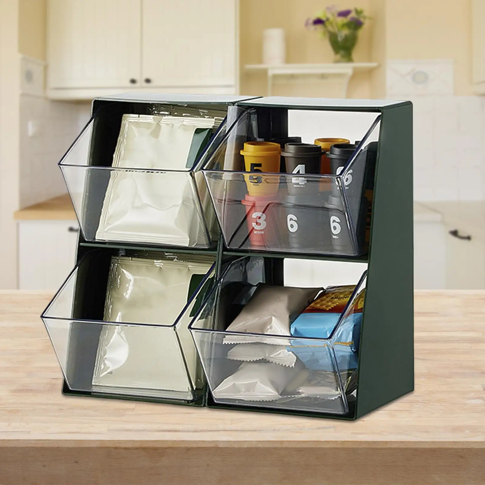 Clear Tea Box Storage Tea Holder Rack for Spices Sugar Packets Home Office