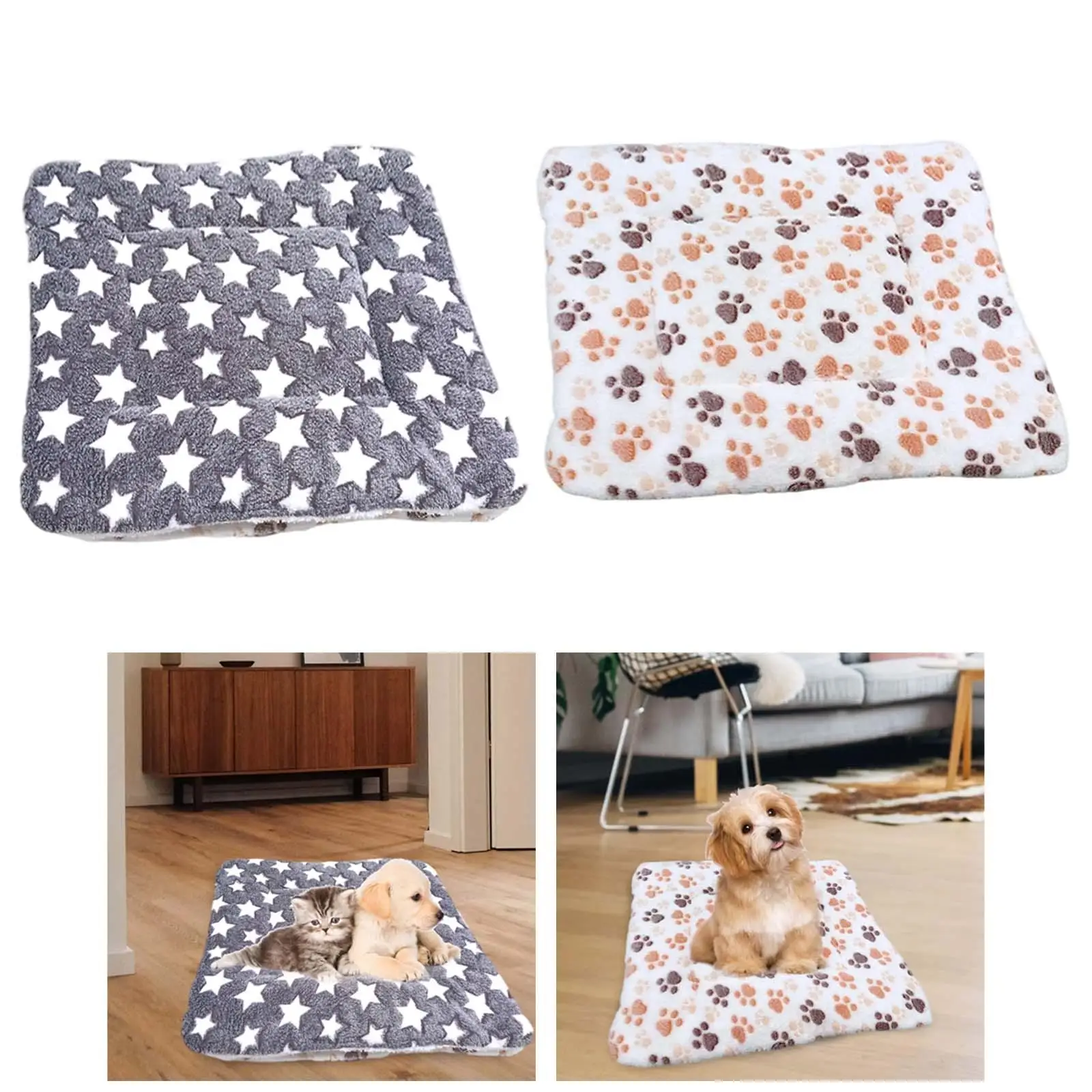 Soft Warm Pet Bed Mat Kennel Pad Pet Bed Liner Machine Washable Crate Mat with Cute Prints Pad for Medium Small Dogs and Cats