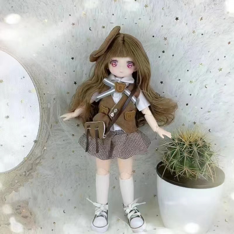 30cm Kawaii BJD Doll Girl 6 Points Joint Movable Doll with Fashion Clothes Soft Hair Dress Up Girl Toys Birthday Gift Doll New
