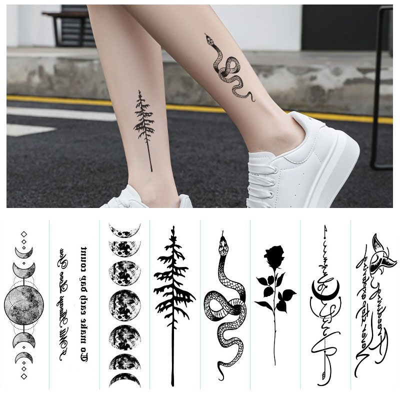 Best of Temporary Tattoo Moon Black Rose Snake English Small Design Fake Tattoo Arm Leg Disposable Temporary Tattoo Sticker Reviews & Tips