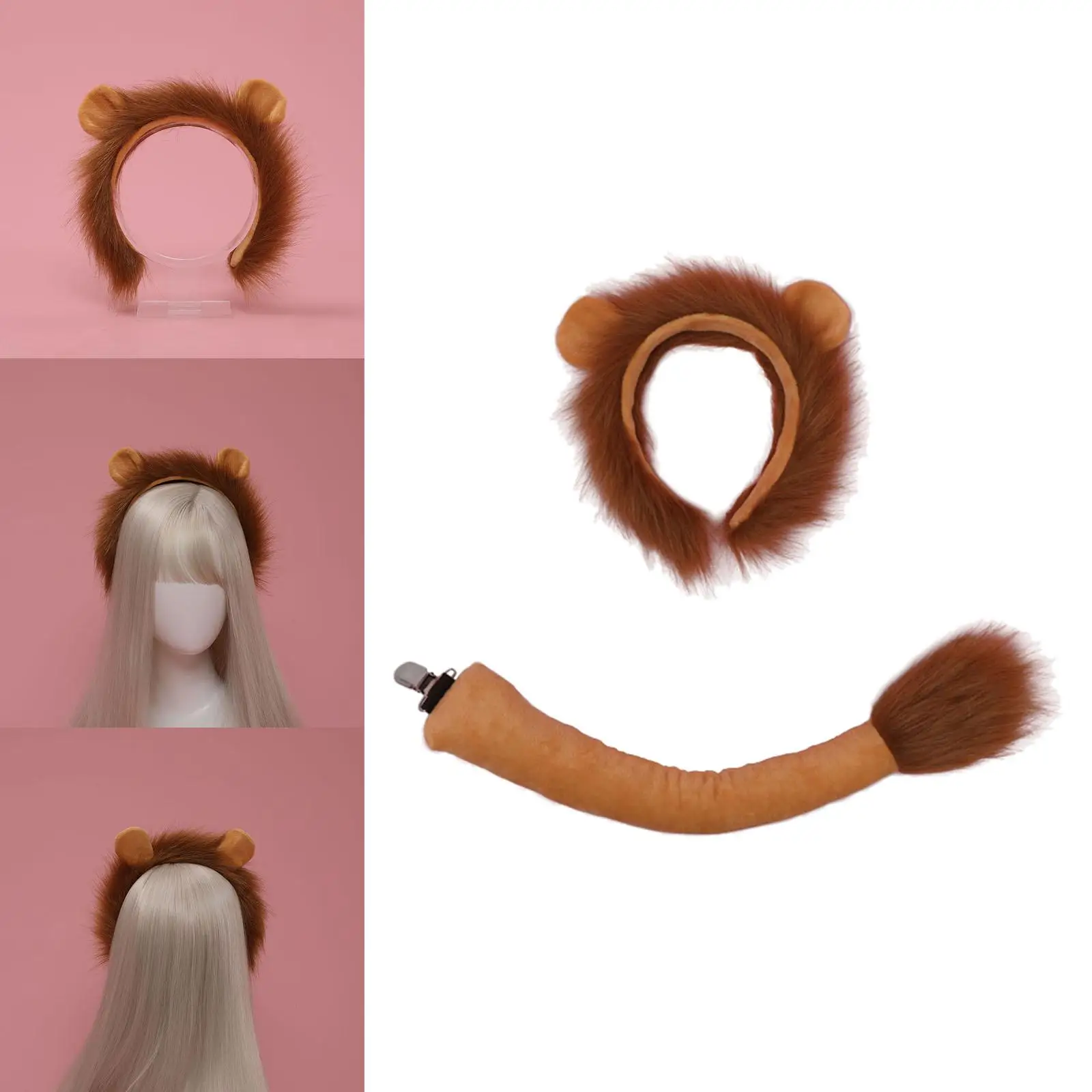  Tail Ears Costume Plush Headband Cosplay for Adult Children Teenager Show Carnival