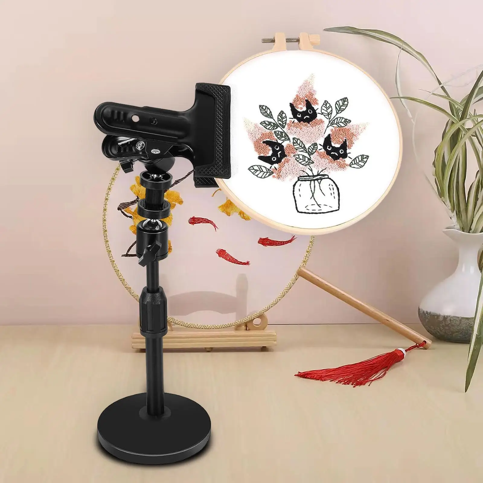 Adjustable Height Embroidery Hoop Stand Rotated Multifunctional Durable Embroidery Frame Holder Cross Stitch Clip