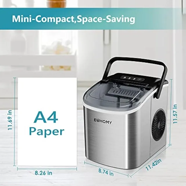 EUHOMY Countertop Ice Maker Machine with Handle, Auto-Cleaning Portable Ice  Maker with Basket and Scoop, Kitchen Appliance - AliExpress