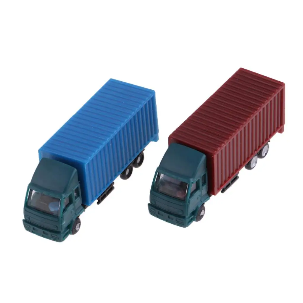2Pcs Model Container Truck Figure Model Building Scenery Layout