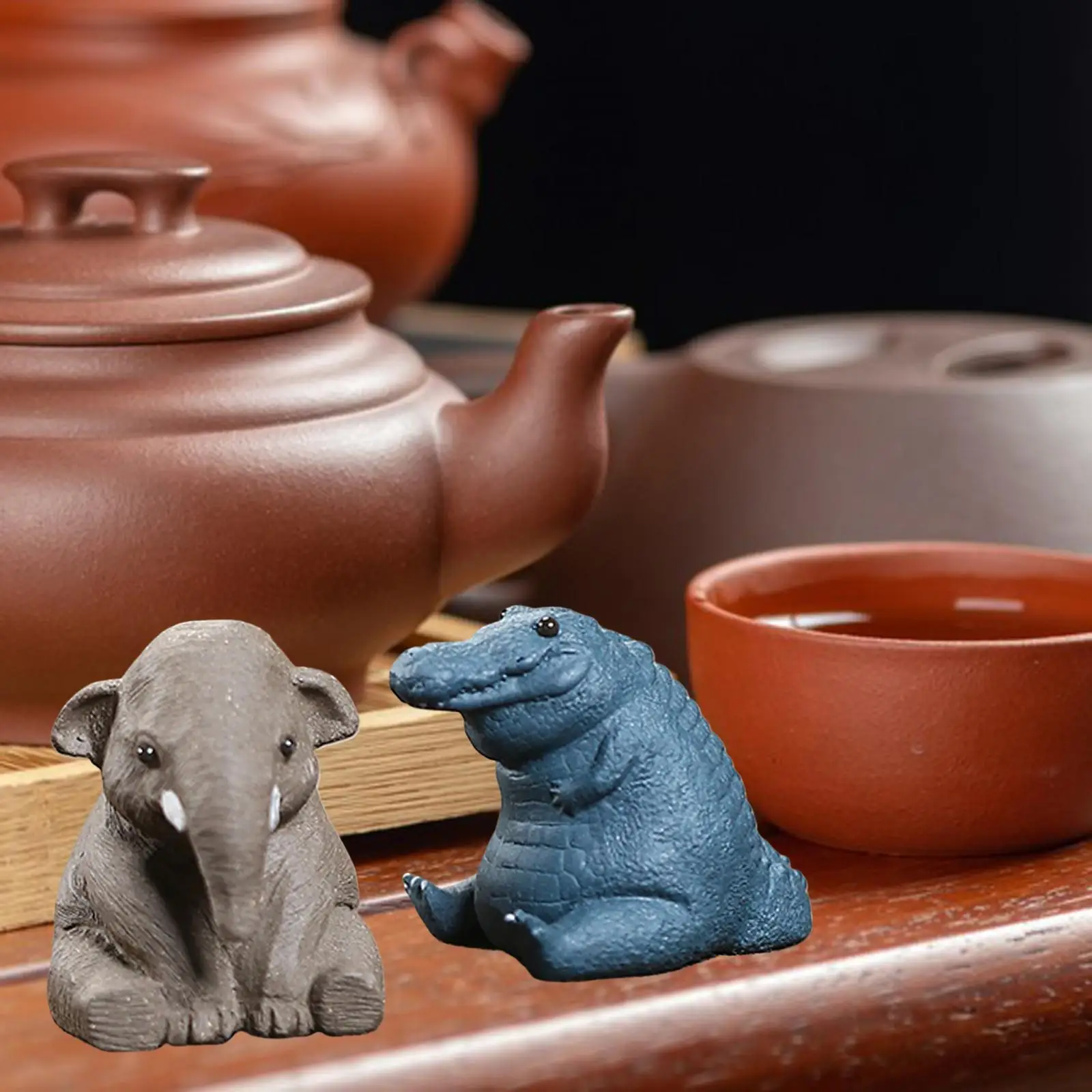 Animal Figurine Miniature Collection Tea Ceremony Tea Pet Sculpture for Office Table Centerpiece Tea Room Bookcase Home Decor