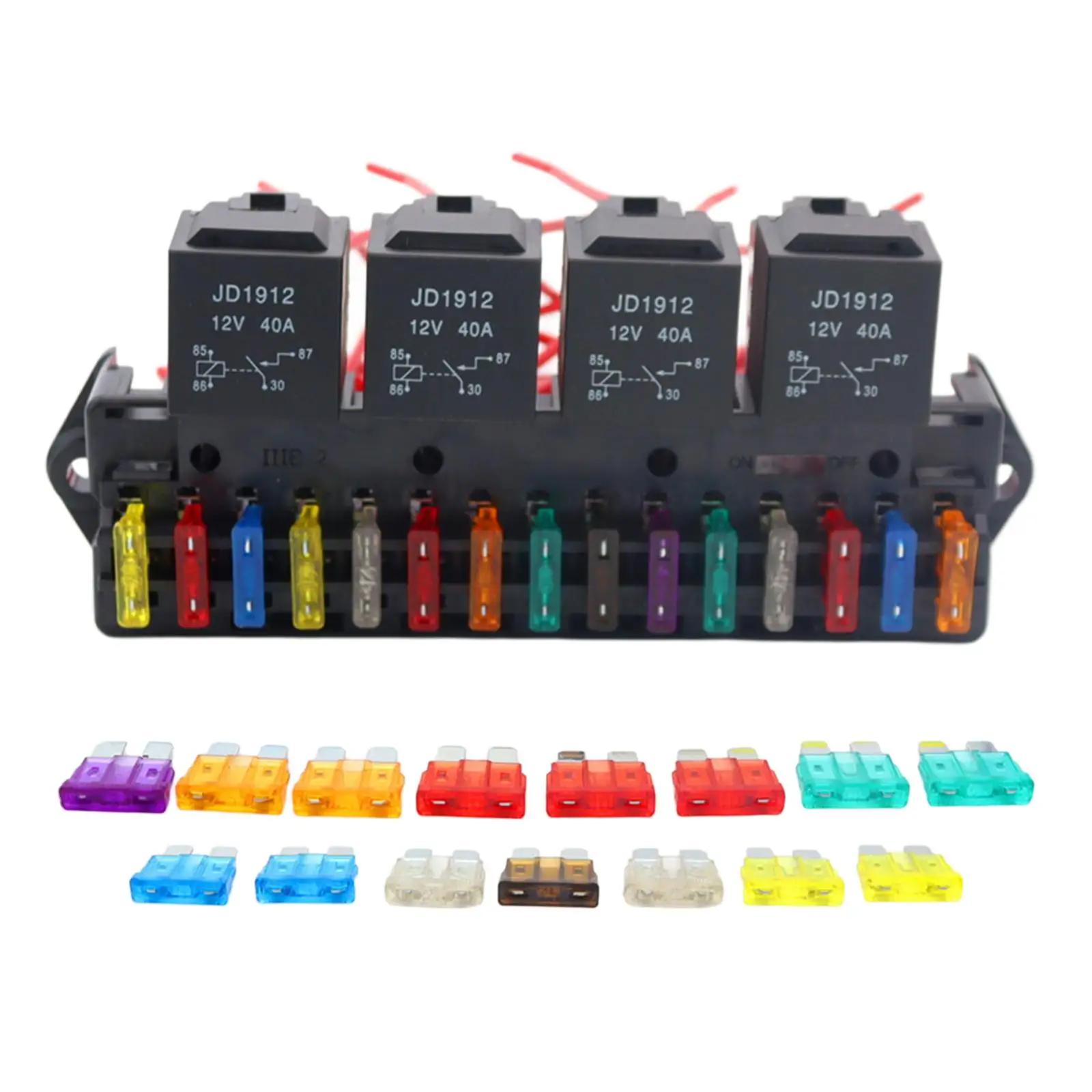 15-Way Car Fuse Box Block Holder Harness Assembly Wiring Multi Circuit Socket Base for Marine Boat Auto Vehicle Bus