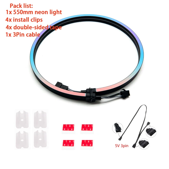 550mm Dream Color 5V Motherboard Addressable 3Pin Digital RGB LED Neon  Light Strip Soft Flexible Mounting PC Backlight AURA SYNC - AliExpress