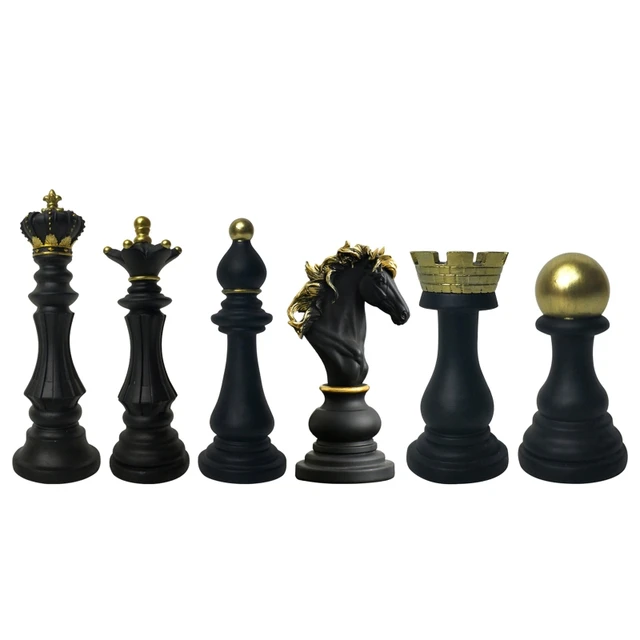 Peças de xadrez resina jogos internacionais de xadrez estatuetas retro home  decoração