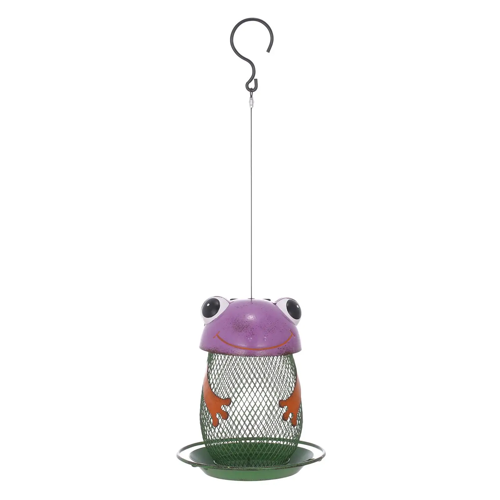 Metal Solar Bird Feeder Garden Lantern Lamp Frog Bird Feeder for Patio Porch