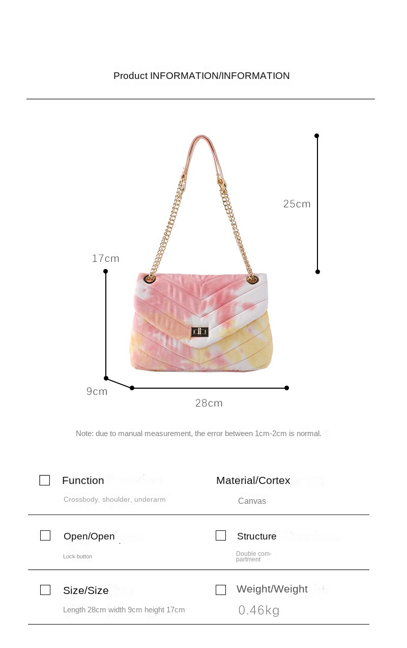 Women's Crossbody Bag Tie Dye Gradient Messenger With Metal Chain_voghion.com