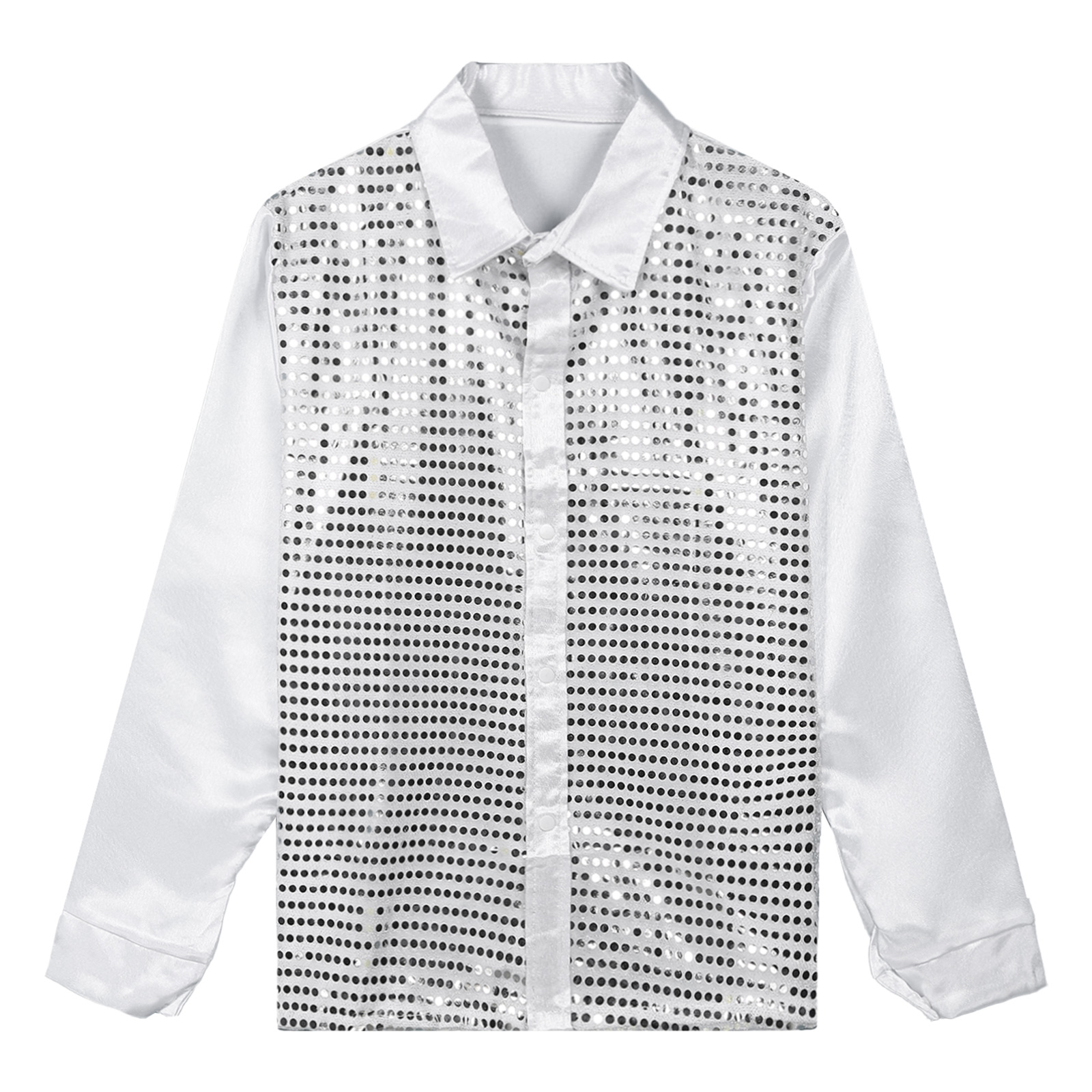 Männer Hip Hop Jazz Latin Dance Tops Langarm Shiny Pailletten Revers Hemd Tops Nachtclub Party Pole Dance Leistung Dancewear – Detail 3