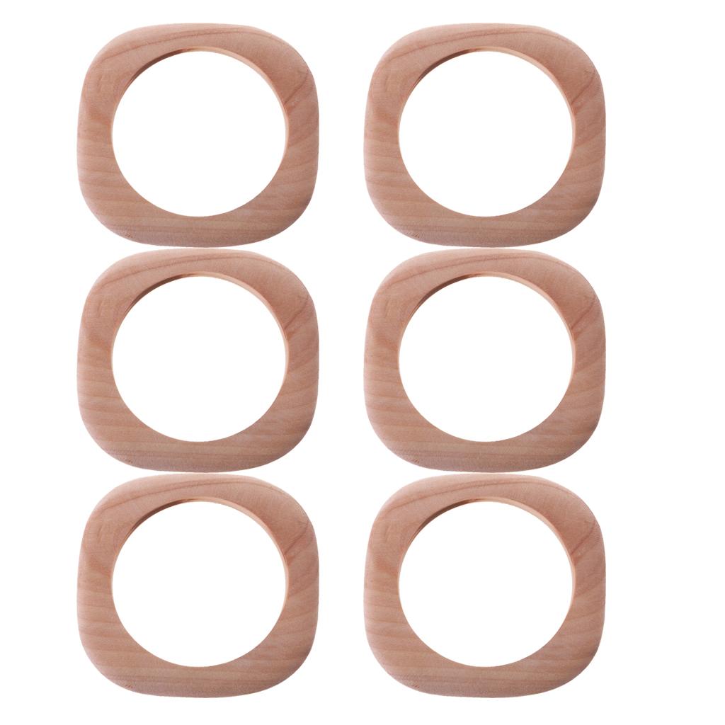 6 Pcs Wholesale  Set Square Unfinished Wood Bangle Bracelets DIY