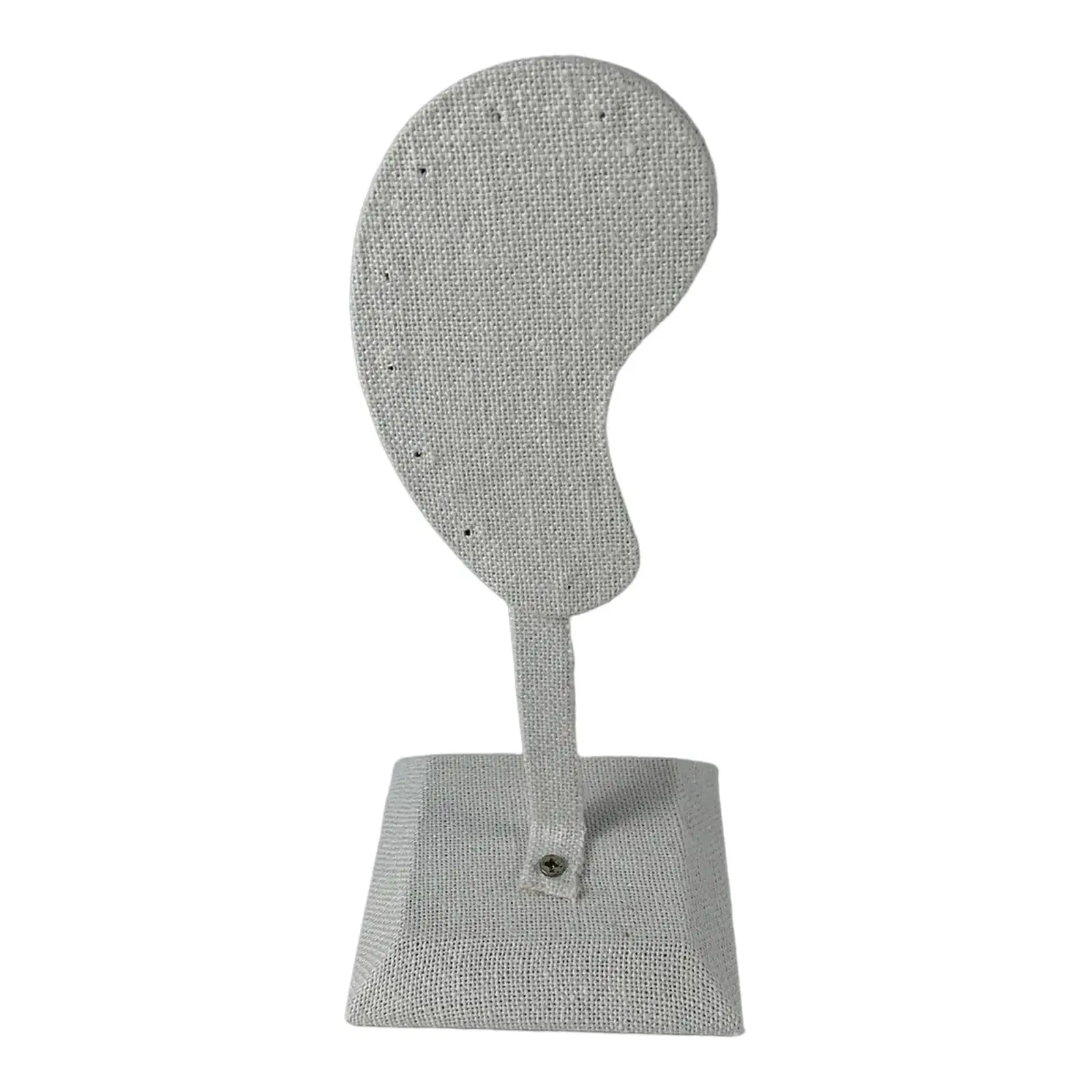 Table Ear Shaped Stud Earring Display Stand Rack Lightweight for Supermarkets, Salon White Linen Compact and Small Tall 6.7inch