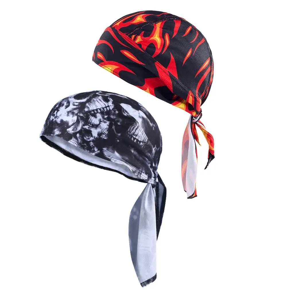 Set of 2 Sweatband Outdoor Head Wraps Unisex Cycling Pirate Hat Cap Headgear Head Wrap Scarf