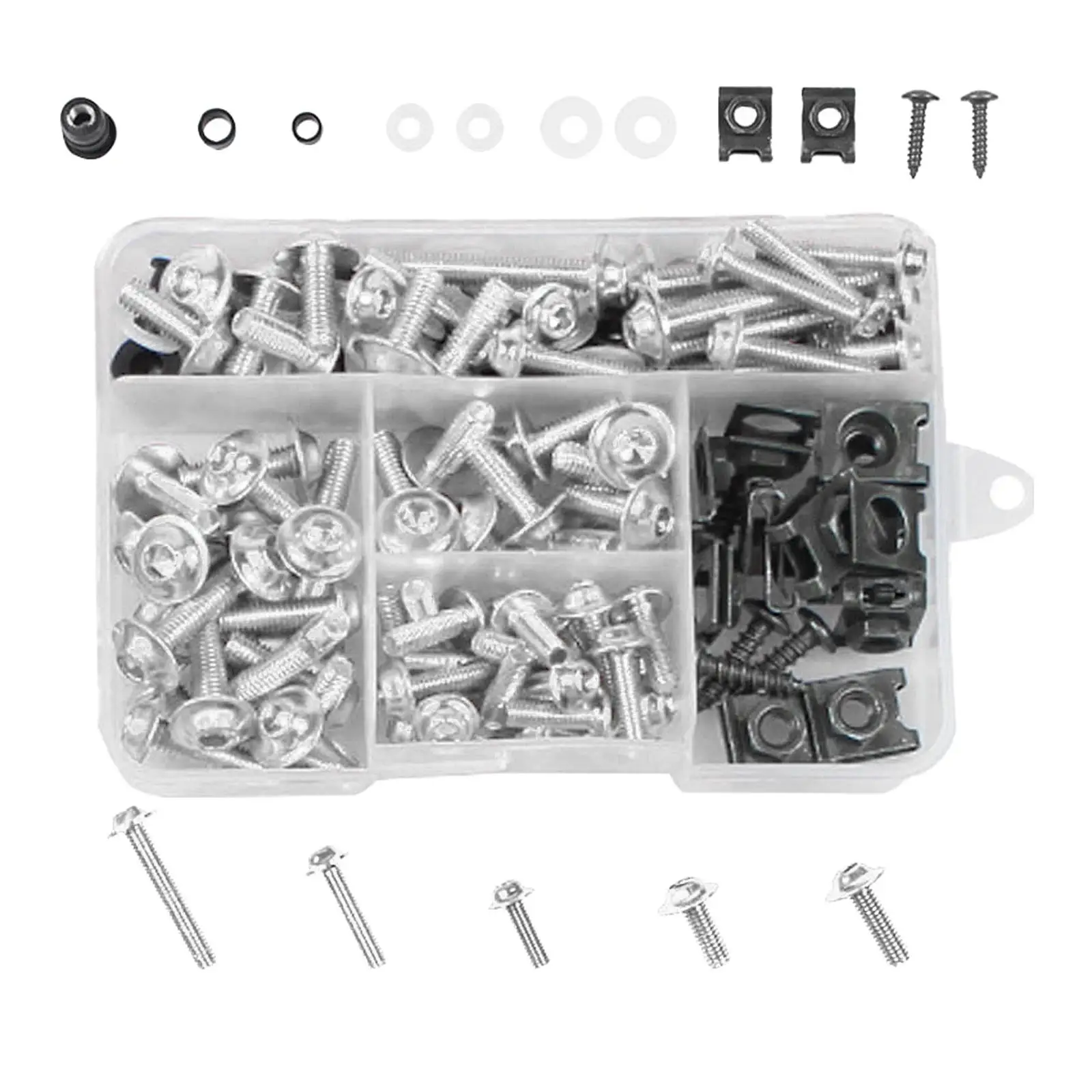 Motorcycle Fairing Bolt Kit 177 Pieces M5 M6 Windscreen Screws Fasteners Fairing Bolts Nut Clips Kit for Kawasak for Honda