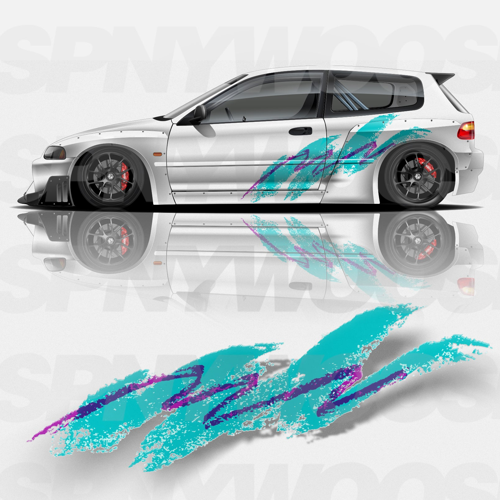 Voller Farbe Bedruckt Abziehbilder auf Beiden Seiten der Auto, blau Graffiti Retro Solo Jazz Auto Seite Tür Änderung Decals Zubehör – Detail 2
