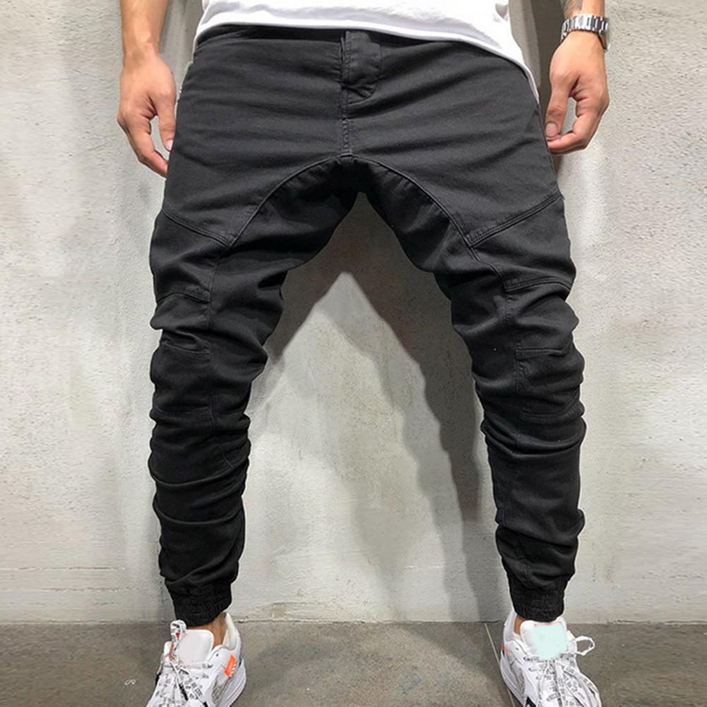 Elastic Waist Slim Hip-hop Sports Men Pants Pencil Multi Pockets Harem Joggers Pants Streetwear_voghion.com