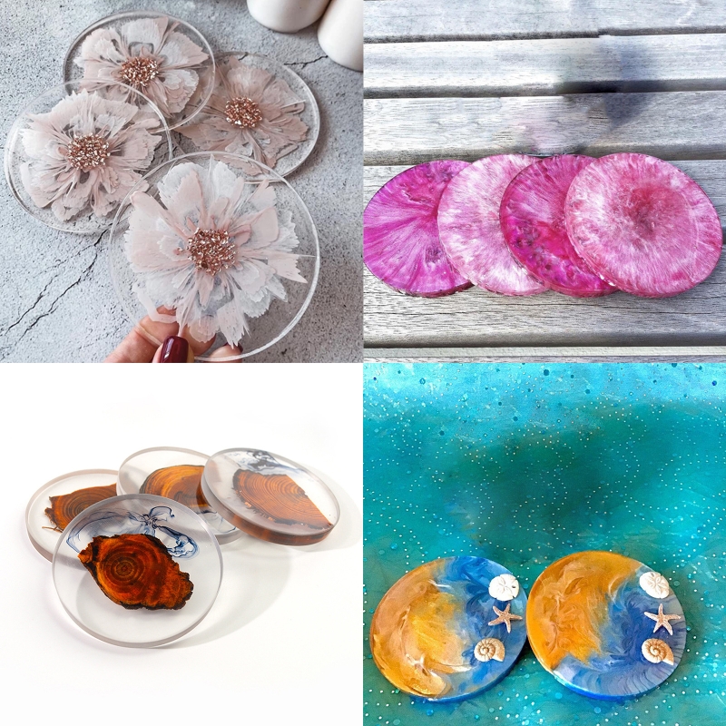 12Pcs Round Coaster Resin Molds DIY 9cm Disc Shape Wine Glass Cup Mat Placemat Silicone Mould Home Table Heat Insulation Pads
