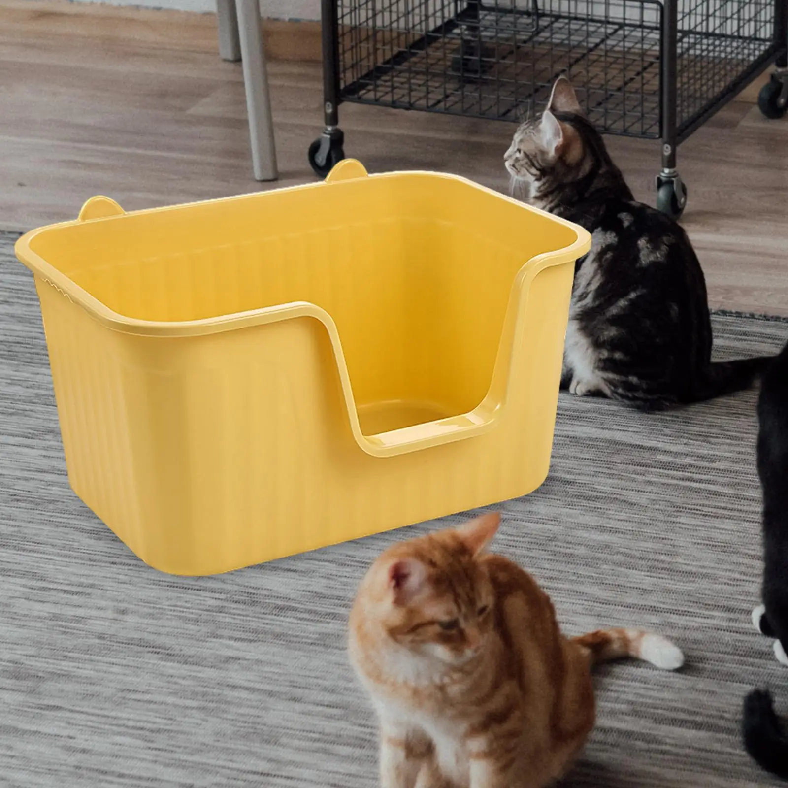 Open Top Pet Litter Tray Cat Litter Container Cat Sandbox Splashproof Cat Litter Basin High Sided for All Kinds of Cat Litter