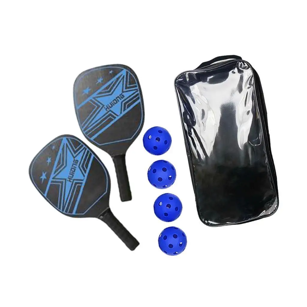 2 Pieces Pickleball Paddles with 4Pcs Balls and Portable Storage Bag Pickleball Racquets for Adults Kids Beginners 2 Players