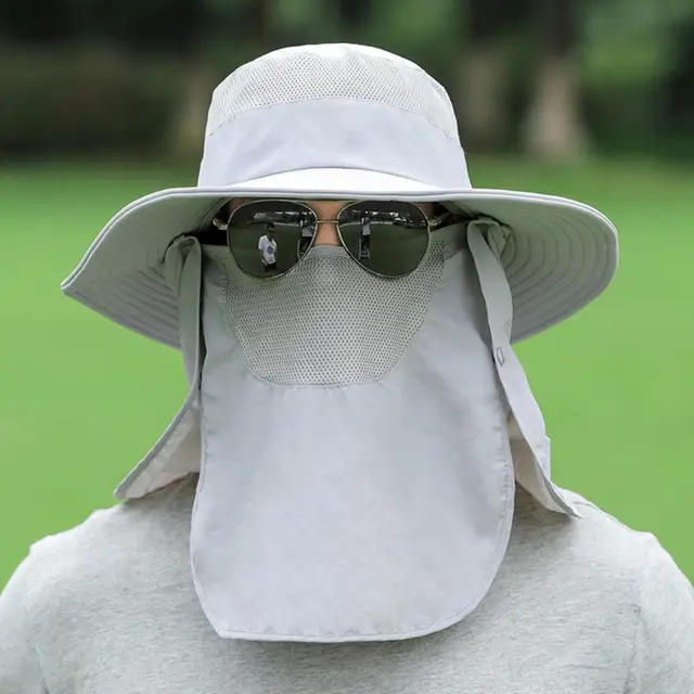 2022 Summer Boonie Men Women Hat Outdoor Face Mask Wide Brim