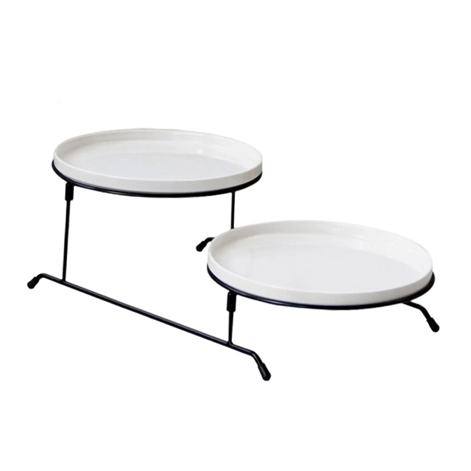 2 Tiered Serving Stand with White Ceramic Platters Dessert Display Server Mini Cake Cupcake Stand Events Hotel Buffet