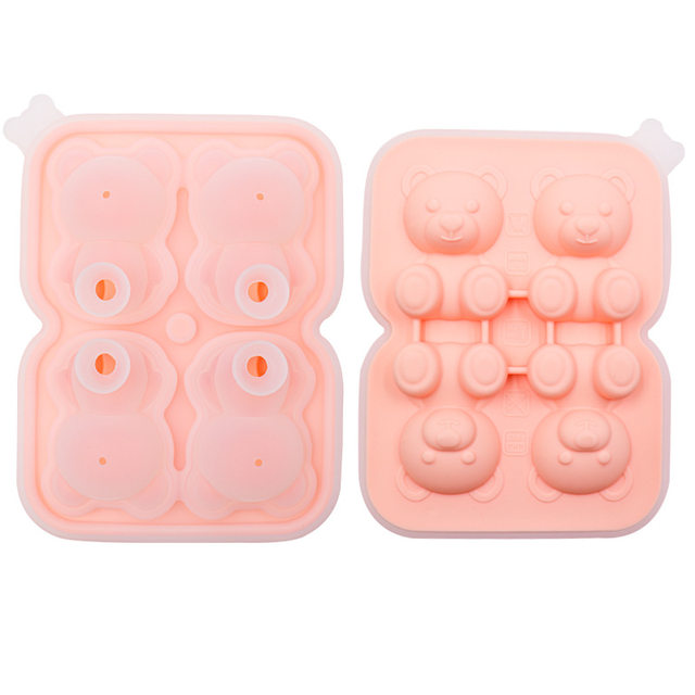 4 Grid Bear Ice Cube Mold Silicone Ice Tray Popsicle Ice Cream Frozen Ice  Ball Ice Box Ice Mold Kitchen Accessories - AliExpress