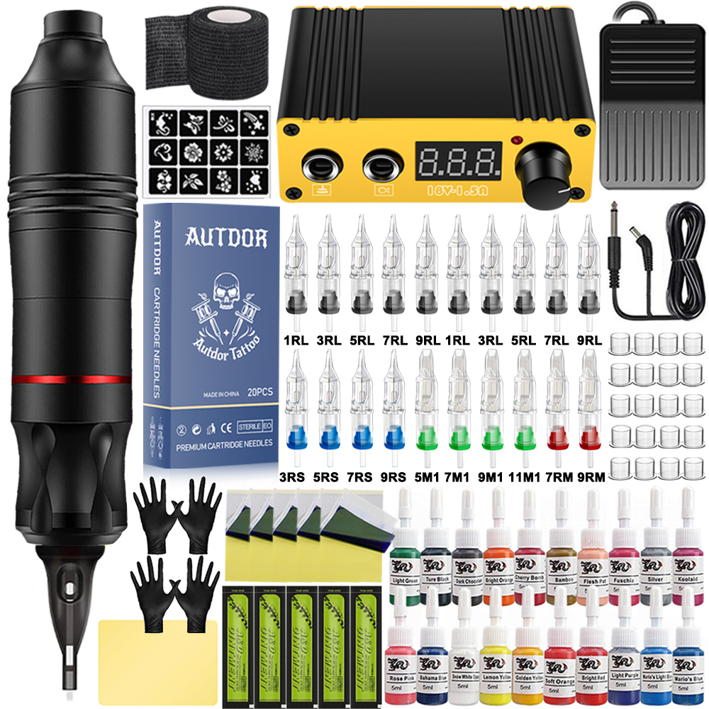 Best of Professional Tattoo Machine Kit Set Cartridge Tattoo Pen Kit Power Supply Needle Ink DC Rotary Tattoo Gun Tattoo Supplies Reviews & Tips