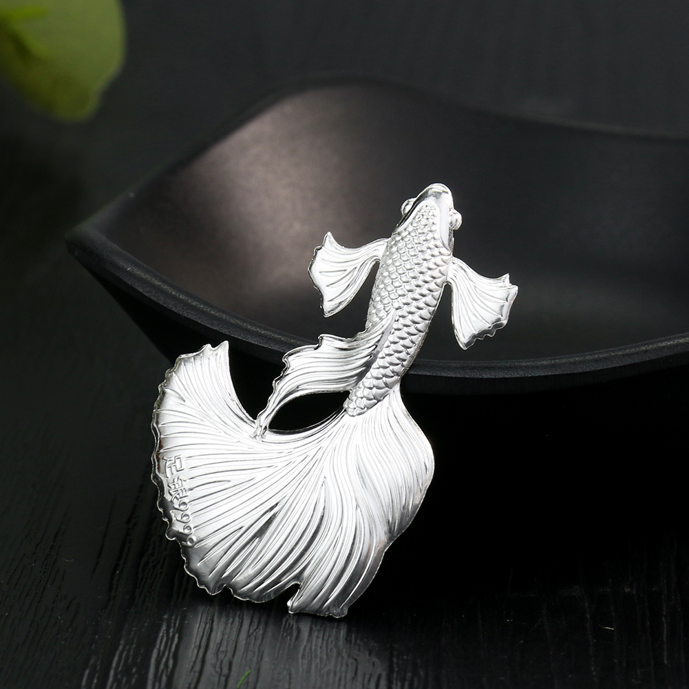 1PC 9999 Silber Pfau Fisch Tee und Wasser Artefakt Hause Büro Desktop Glück Dekoration Ornamente – Detail 2