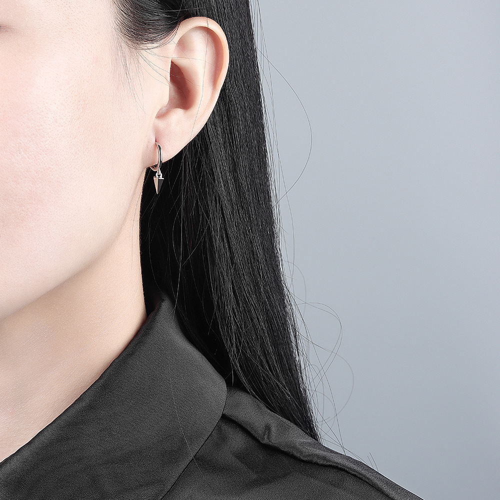 VOQ Silber Farbe Hängende Nieten Kegel Anhänger Ohrstecker für Mode Frauen Party Zubehör Schmuck – Detail 7