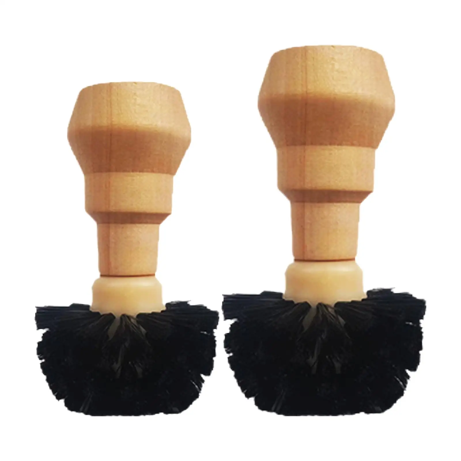 Protable Coffee Tamper Cleaning Brush Coffee Grinders Cleaning with Wooden Handle for Barista Portafilter Basket Home