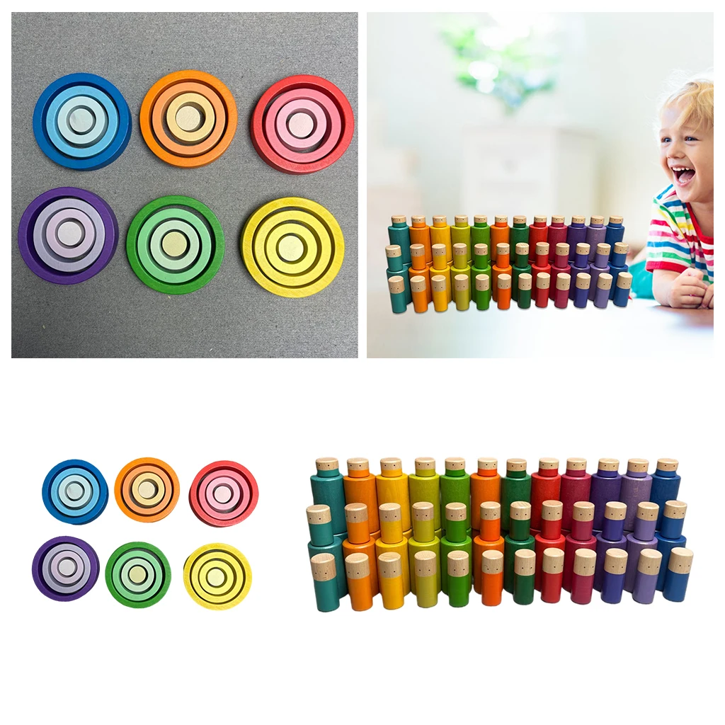 Wooden Kids Toy Building Stacker Color & Counting Early DIY Pretend Play Fun Creative Toy for Toddler