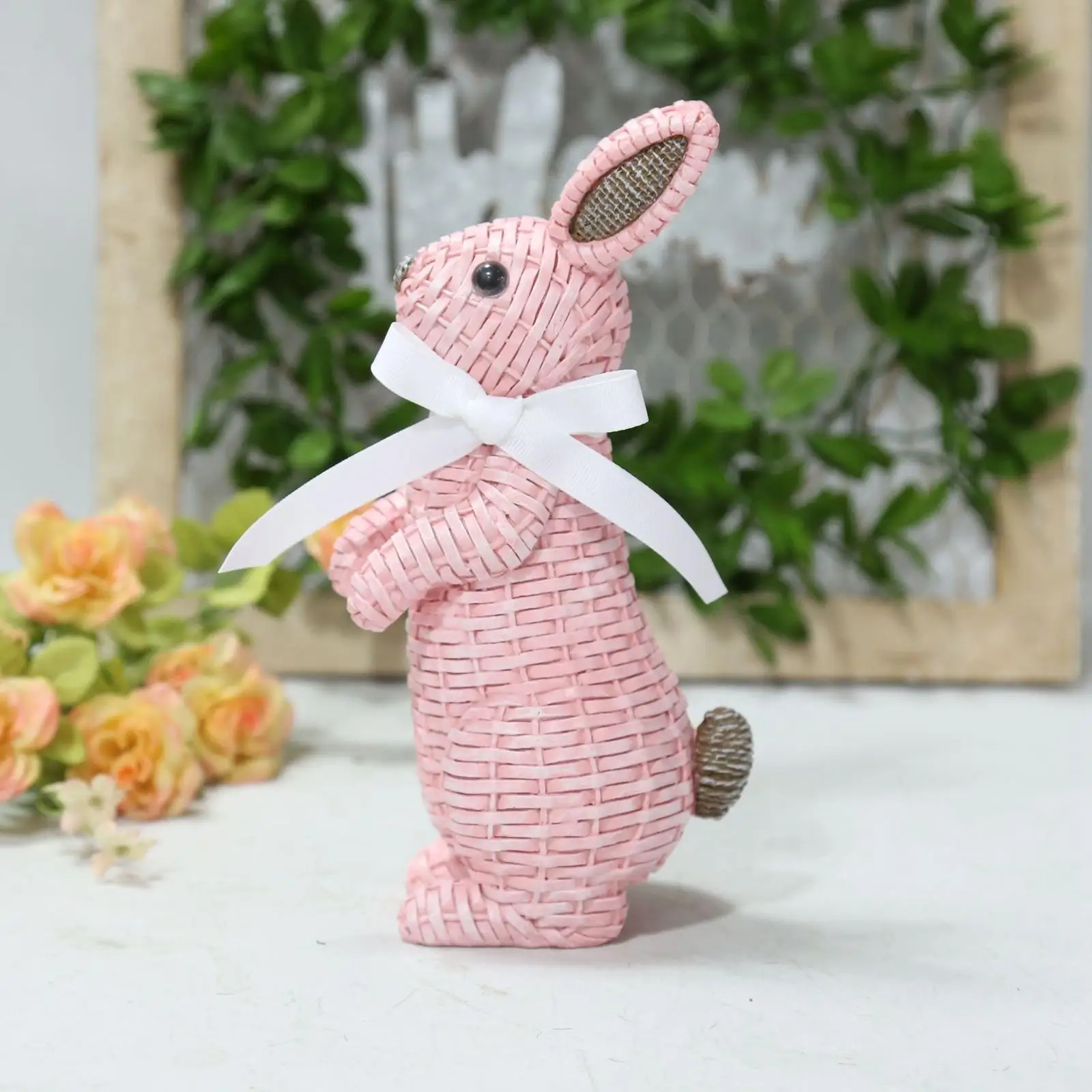 Simulation Bunny Figurine Display Ornament for Cafe Yard Living Room Tabletop Lawn