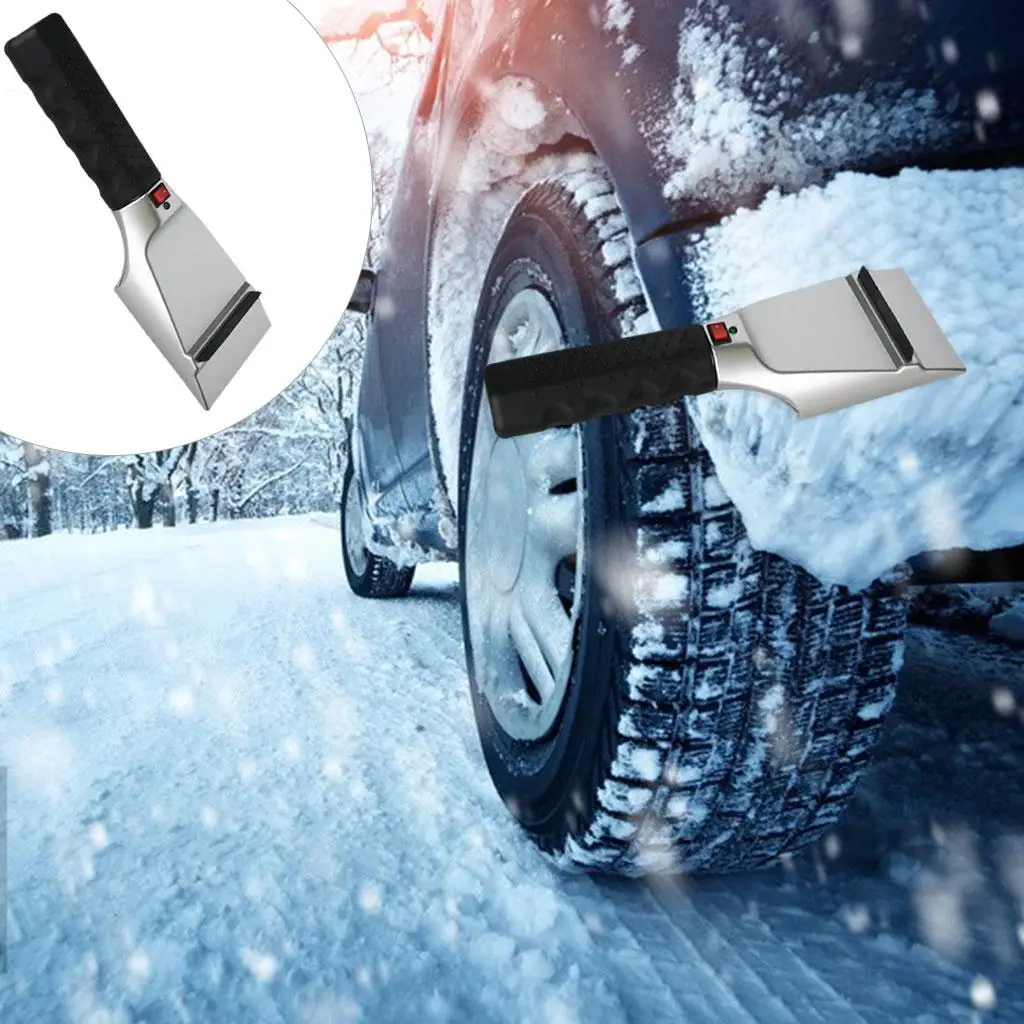 Heated Snow Ice Scraper Low Temperature Resistance Easy Operation High Strength Multifunctional Non-Slip Handle for Auto Window